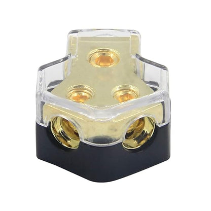 RKURCK 2 Way Power Distribution Block, 0/2/4 AWG Gauge in, 4/8/10 Gauge Out by RKURCK
