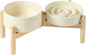 Ceramic 0.9 Cup Raised Slow Feeder Dog Bowl Set, Elevated 6.1inch Water Bowl by Havniva
