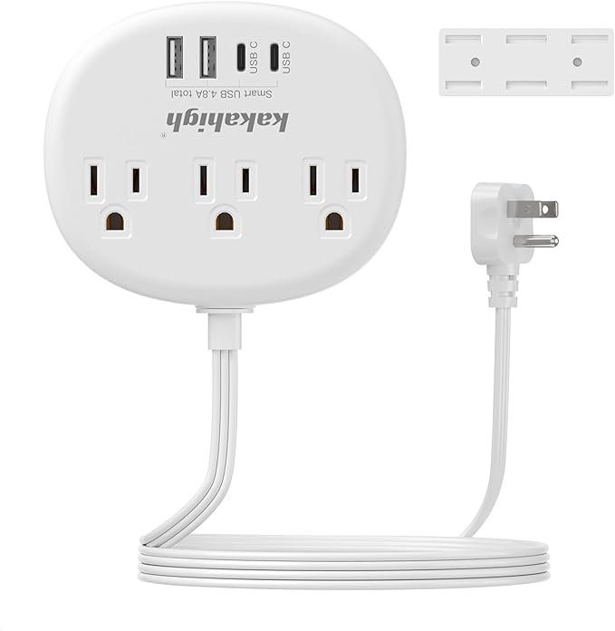 Power Outlet Relocator with Adhesive- 5 FT, 1625W Wall Mounted Extension Cord by YourBetterchoice
