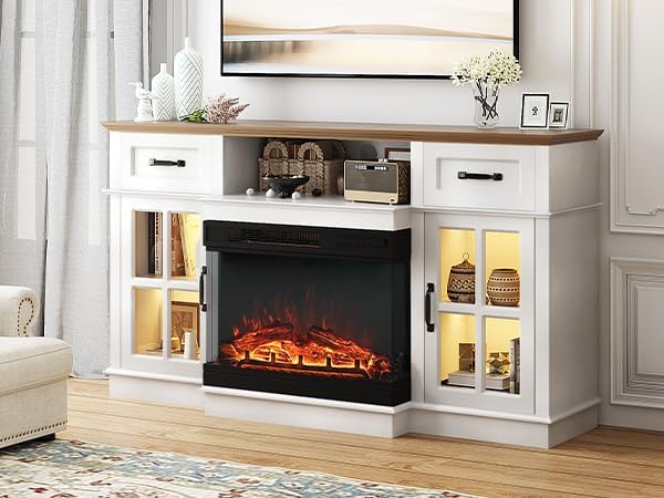 Bonnlo Fireplace TV Stand for up to 65-Inch TVs, Modern Electric Fireplace TV - Image 7