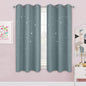 NICETOWN Nursery Blackout Curtains for Bedroom, 2 Panels, Stormy Sea, 42x63 | 63 inches Long Star Cut Out Kids Soundproof Thermal Insulated Cute Galaxy Grommet Curtains for Window