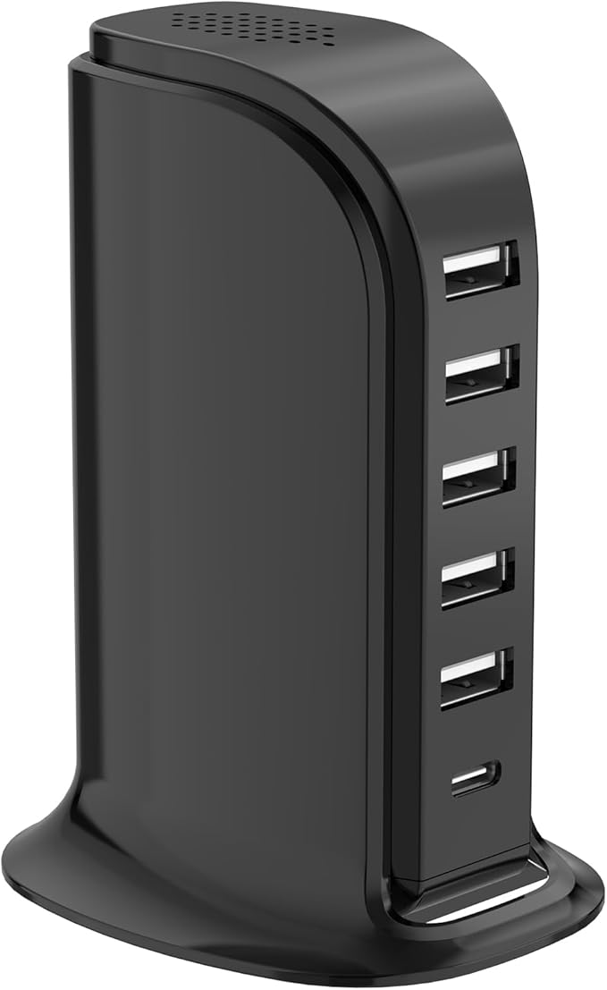 USB Charger Block with Type C, 6-Port Chargers by TechGadgetsInYourMind