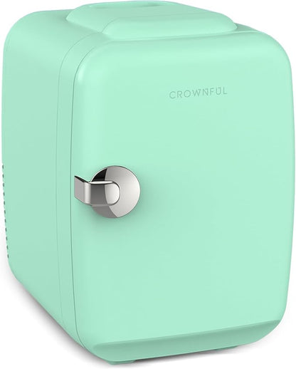 CROWNFUL Mini Fridge, 4 Liter/6 Can Portable Cooler and Warmer Personal by CROWNFUL