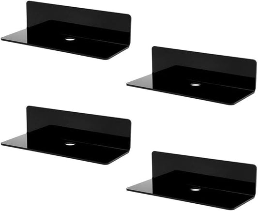 IEEK 4 PCS Small Acrylic Floating Wall Shelves, 9 Inch Adhesive Display Shelf by IEEK