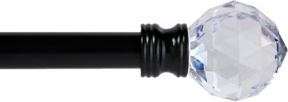 Kenney KN55951 Harris Geometric Acrylic End Petite Café Decorative Window Curtain Rod, 48-86" Adjustable Length, Matte Black Finish, 1/2" Diameter Steel Tube