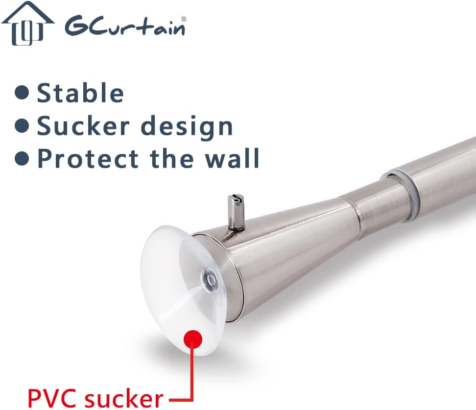 Shower Curtain Rod No Drilling, Spring Tension Rod, 34-56 Inch, 3/4 Inch Diameter, Suction Cup on Either End, 1PCS, White