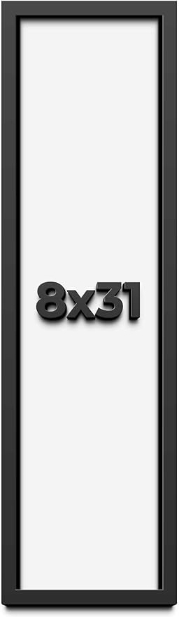 8x31 Shadow Box Frame Black | 1 Inch Deep Solid Wood Shadowbox Display Frame | by CustomPictureFrames