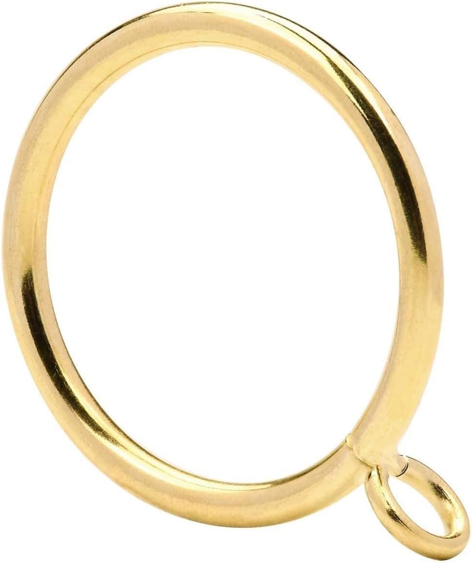 24Pcs 1.5-Inch Inner Diameter Metal Curtain Rings with Eyelets,Fits Up to 1 1/4-Inch Rod,4 mm Diameter Wire (Gold-24pcs)