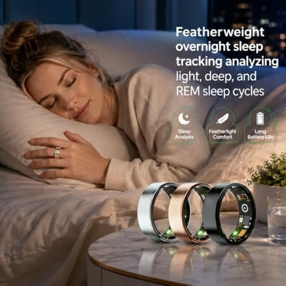 smart ring for women men, fitness tracker ring showing dimensions