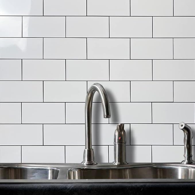 AULIGET 100-Piece Polished White Thick PVC Peel and Stick Backsplash - Image 4