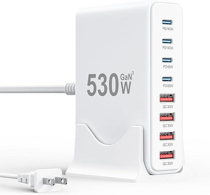530W USB C Charger Block, 8-Port USB C Charging Station GaN IV Travel by SMSASOEO