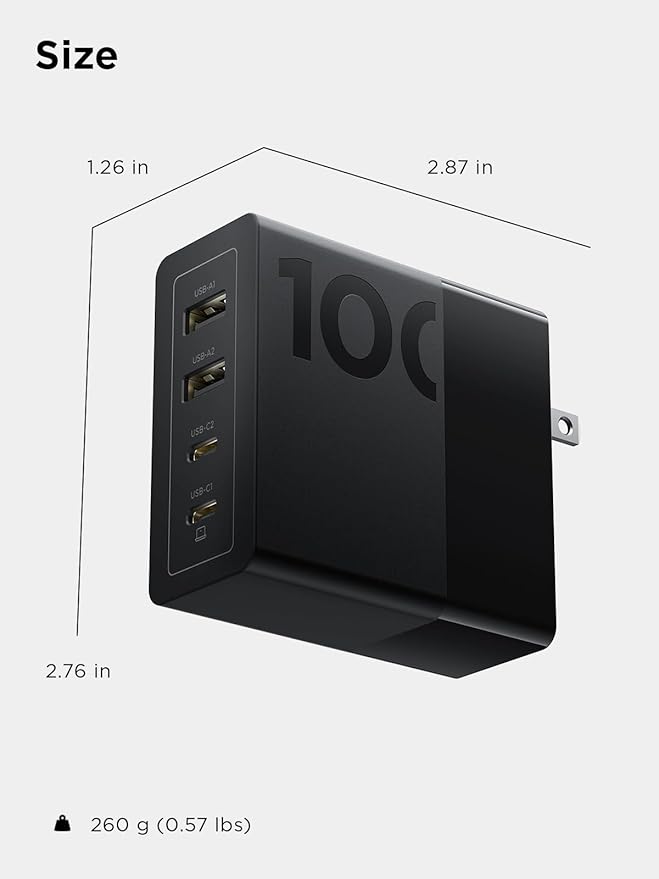 Lenovo 100W USB C Charger, 4-Port Multi-Device Fast Charging, - Image 8