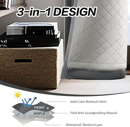 3-in-1 thermal winter room divider curtains total blackout, close-up detail