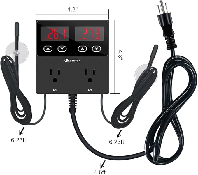 KETOTEK KT99pro Dual Digital Temperature Controller Outlet 10A Relay Heating - Image 6