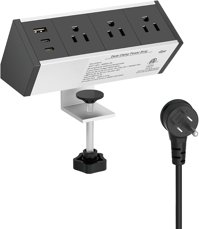 Tecmojo Desk Clamp Power Strip 3 Outlet by Tecmojo