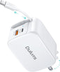 Retractable Wall Charger, 40W Dual Port QC3.0+PD Fast USB C Charging Block by Dulums
