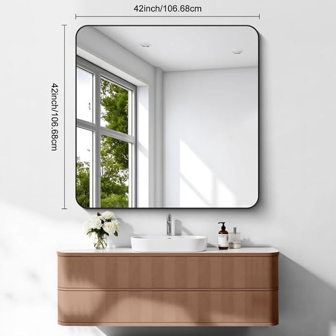 FORBATH Bathroom Mirror 42x42 Inch, Large Square Vanity Mirror - Image 3