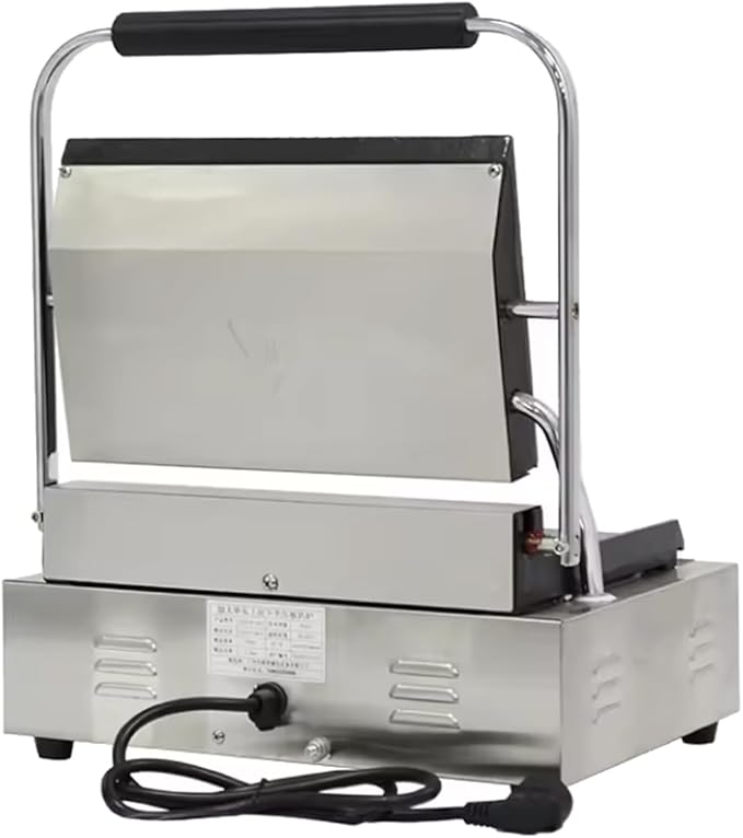 Commercial Panini Press With Grooved Grill Sandwich Maker Machine Electric - Image 4