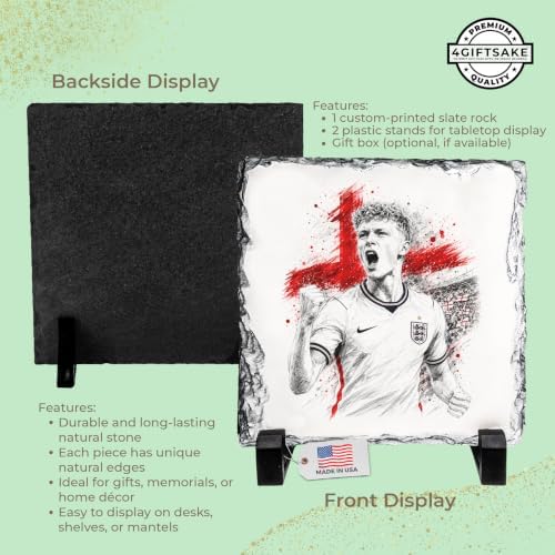 Personalized Soccer Sketch Rock Slate Plaque – Custom Photo to Sketch Soccer Gifts Custom Kids Adult Soccer Ball Gifts for Boys Men Women Birthday Gift Football Square Stone Frame