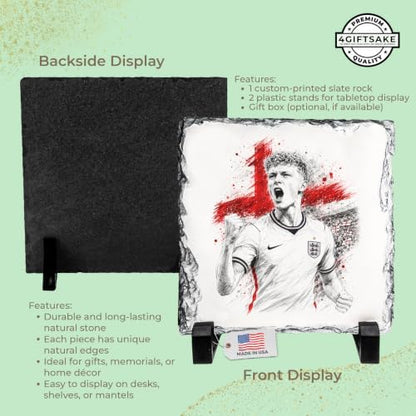 Personalized Soccer Sketch Rock Slate Plaque – Custom Photo to Sketch Soccer Gifts Custom Kids Adult Soccer Ball Gifts for Boys Men Women Birthday Gift Football Square Stone Frame