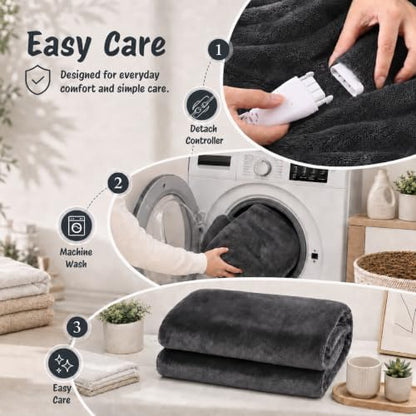 eydna electric heated blanket full size 72"x84",fast heating on a desk or shelf