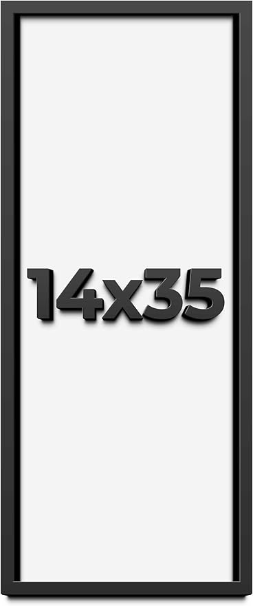 14x35 Shadow Box Frame Black | 1 Inch Deep Solid Wood Shadowbox Display Frame | by CustomPictureFrames