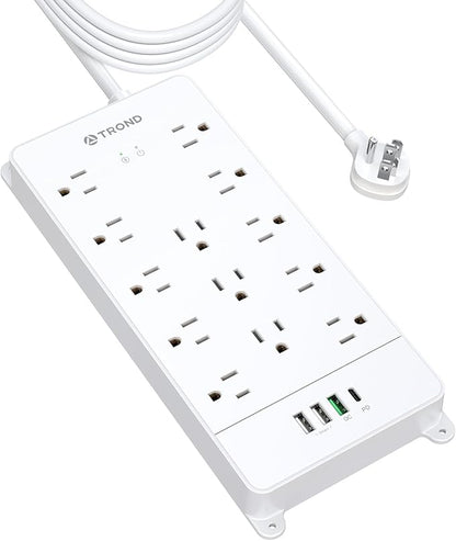 TROND Surge Protector Power Strip 15 ft, Flat Plug Extension Cord, 13 Wide by TRONDOfficial