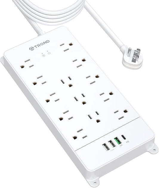 TROND Surge Protector Power Strip 15 ft, Flat Plug Extension Cord, 13 Wide by TRONDOfficial