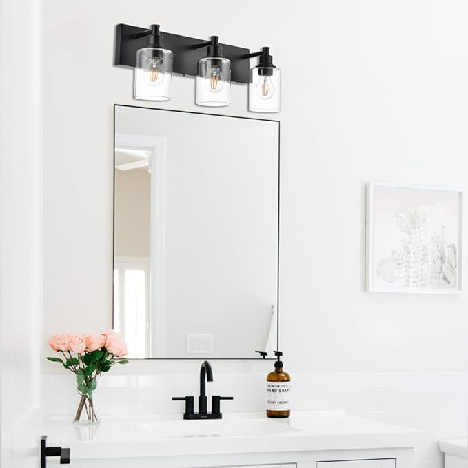 TODOLUZ Industrial Wall Sconce Lighting in Matte Black Finish, 3-Light Bathroom - Image 2