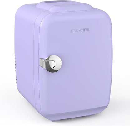 CROWNFUL Mini Fridge, 4 Liter/6 Can Portable Cooler and Warmer Personal by CROWNFUL
