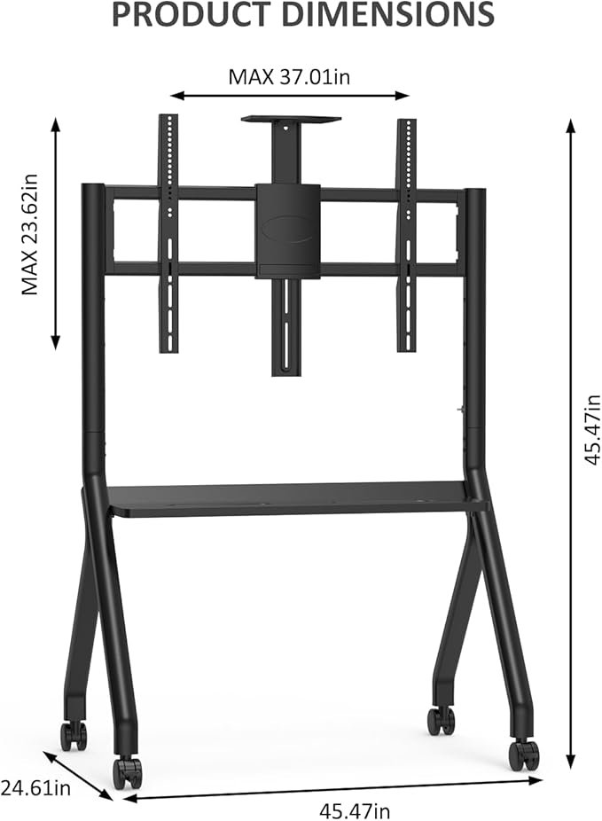 Smart Board Stand for 55-87 Inch Interactive Whiteboards, Adjustable Rolling - Image 2