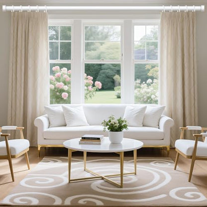 VOIIY White Curtain Rods for Windows 48 to 84 Inch(4-7 Feet),1" Diameter Drapery Rods with Modern Style End Cap Finials,Size:36-88 Inch