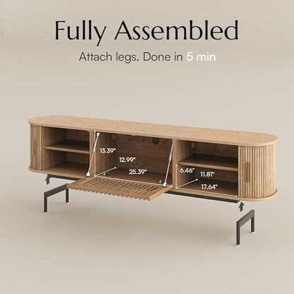 POVISON Fully-Assembled Mid Century Modern TV Stand - Image 6