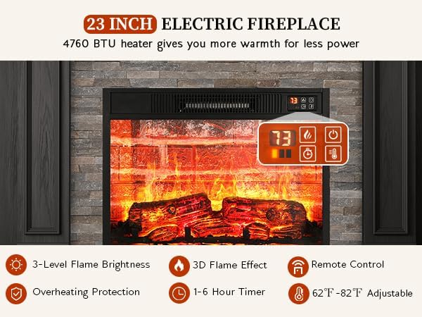 LGHM 72" Fireplace TV Stand for TVs Up to 80 Inch, Electric Fireplace - Image 8