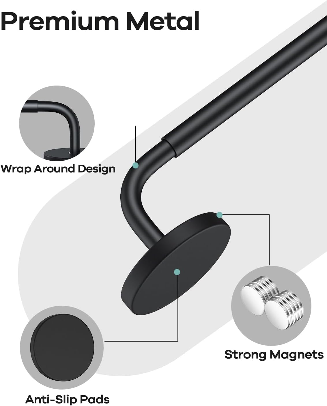 Magnetic Curtain Rods for Metal Door, 18 to 30 Inch Curtain Magnet Rod 3/8 Inch Diameter Magnetic Café Rod Adjustable Appliances for French Doors Cafe Window(Black, 1Pack)