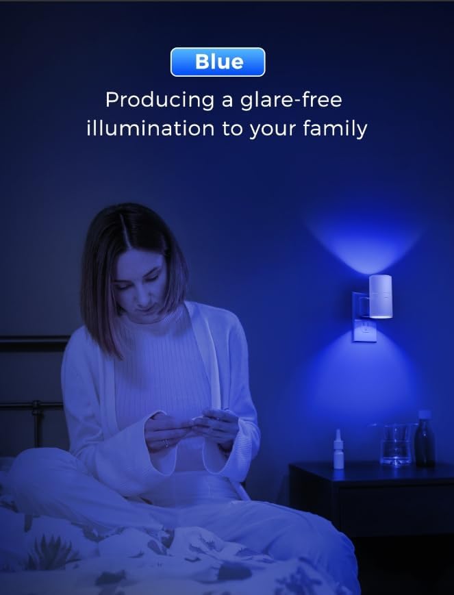 L LOHAS LED Night Light, 2 Pack Bluey Night Light, Plug into Wall, Calm Blue - Image 6