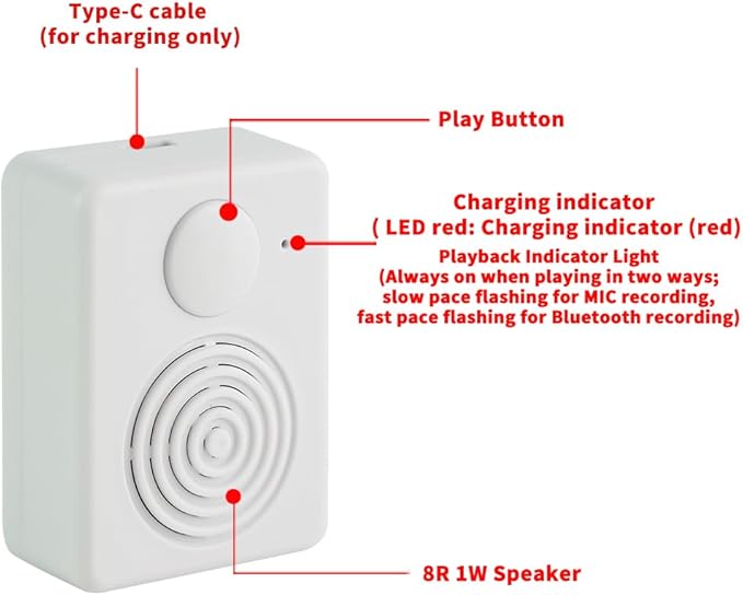Voice Recorder Box, Support Bluetooth & MIC Recording Audio Box, 16MB Sound - Image 2