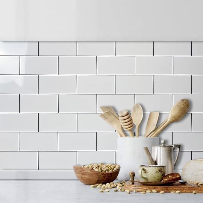 AULIGET 100-Piece Polished White Thick PVC Peel and Stick Backsplash - Image 2