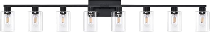 SOPEAS 8-Light Black Vanity Light Fixtures, Vanity Lights Clear Glass ShadeRust - Image 7