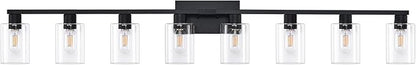 SOPEAS 8-Light Black Vanity Light Fixtures, Vanity Lights Clear Glass ShadeRust - Image 7