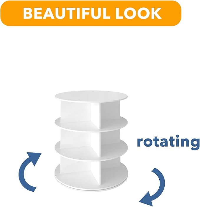 SpaceAid 3 Tier Rotating Shoe Rack Tower, Spinning Shoe Display Lazy Susan - Image 7
