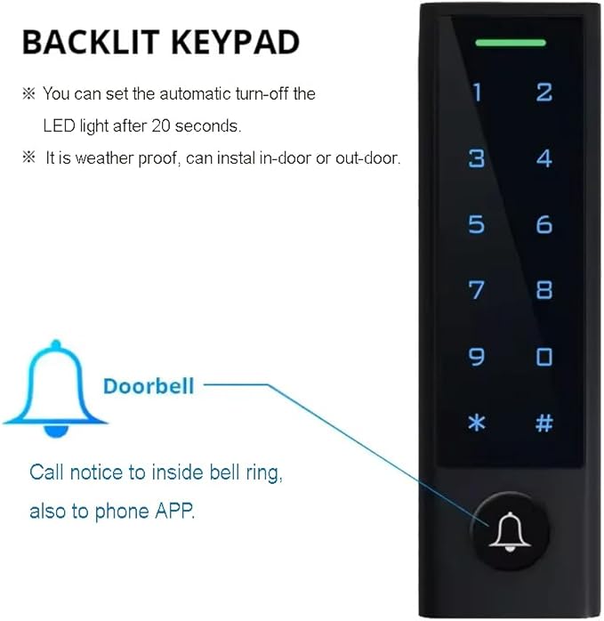 MENGQI-CONTROL WiFi Remote Manage IP66 Watreproof Access Control Keypad 600lbs - Image 2
