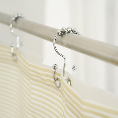 Shower Curtain Hooks Rings, Stainless Stee Double Glide Rollers Extra Wide Shower Curtain Rods Hooks for Bathroom, Set of 18 Hooks - Chrome