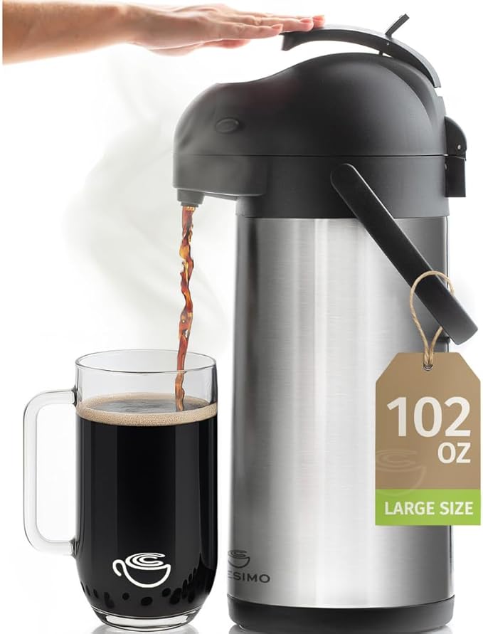Cresimo Coffee Carafe with Pump - 102oz / 3L Airpot 12 Hours Large Hot Water by Cresimo