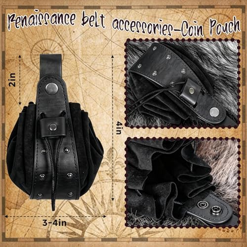 Renaissance Pirate Belt with Pouch Waist Bag, Pirate Head Scarf 6-Pack