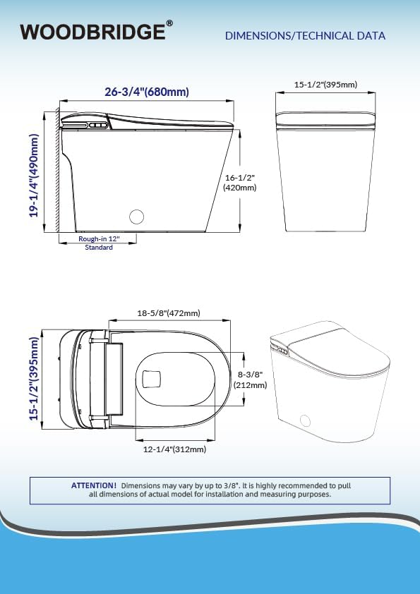 WOODBRIDGE GT100 Smart Toilet, Auto Open/Close Lid, Foot Sensor, Auto Flush - Image 6