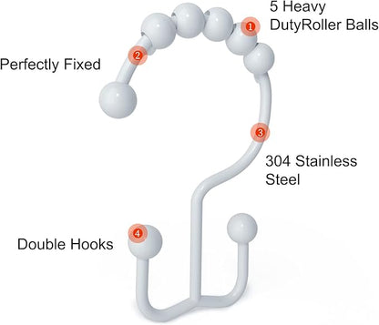 Shower Curtain Hooks, Goowin Shower Curtain Rings, Stainless Steel Shower - Image 4