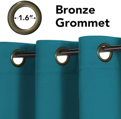 H.VERSAILTEX Solid Turquoise Blue Thermal Insulated Blackout Curtains Nickel - Image 4