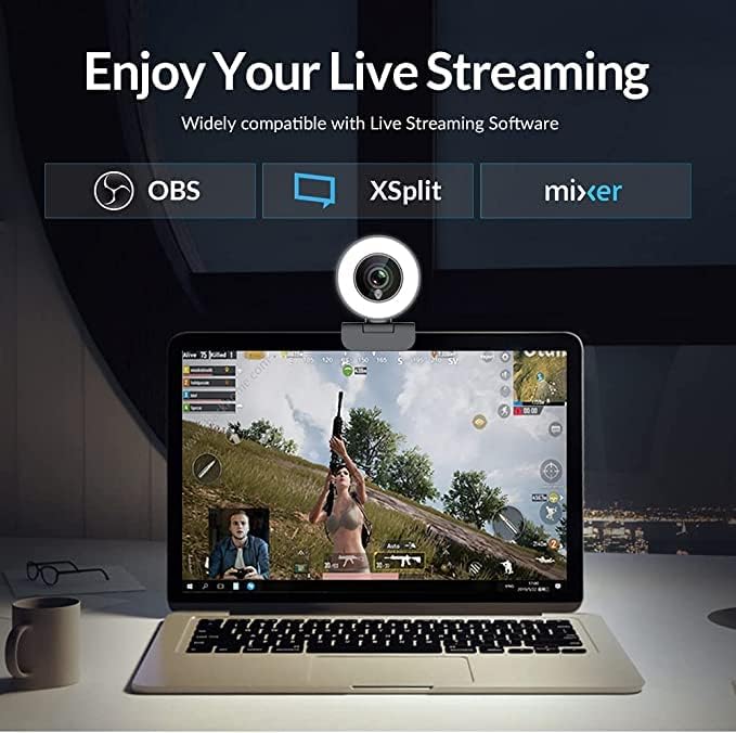 Angetube Streaming 1080P HD Webcam Built in Adjustable Ring Light and Mic. - Image 4