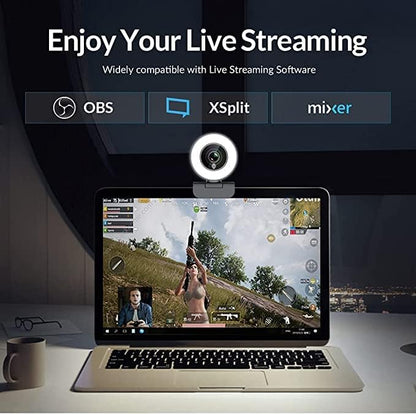 Angetube Streaming 1080P HD Webcam Built in Adjustable Ring Light and Mic. - Image 4